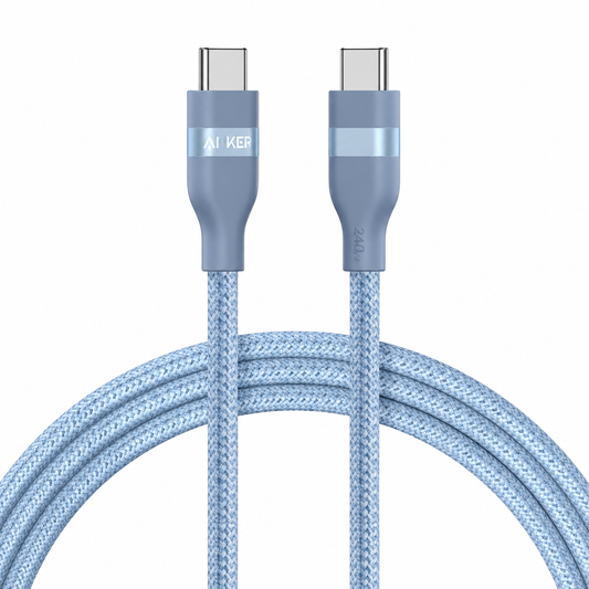 Anker Prime USB-C to USB-C Cable (240W, Upcycled-Braided) Blue